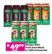 Rhodes 100% Fruit Juice Blend Assorted-6 x 200ml Each