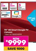 TCL 177cm (70") 4K Smart Google TV 70P655