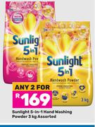 Sunlight 5-In-1 Hand Washing Powder Assorted-For Any 2 x 3kg