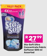 Sta-Soft Ultra Concentrate Fabric Softener Assorted-500ml Each