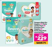 Pampers Baby Dry Nappies Or Pants Jumbo Pack Or Premium Care Nappies-Each