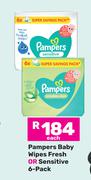 Pampers Baby Wipes (Fresh Or Sensitive)-6-Pack Each