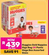 Huggies Gold nappies Giga Bag Or Pants Mega Box (Assorted Sizes)-Per Box