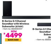 Samsung B-Series 5.1 Channel Soundbar With Wireless Subwoofer B750F