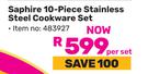 Tissolli Saphire 10 Piece Stainless Steel Cookware Set-Per Set