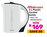 Mellerware 2L Plastic Corded Kettle