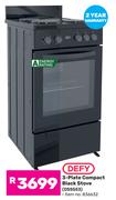 Defy 3 Plate Compact Black Stove DSS553