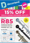 Decorland 16/19mm Silver Ball Expanding Rod Set