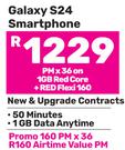 2 x Samsung Galaxy S24 Smartphone-On 1GB Red Core + Red Flexi 160