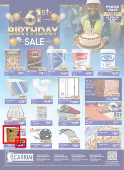K Carrim Builders Mecca : 61st Birthday Sale (26 September - 06 October 2025), page 1