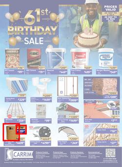 K Carrim Builders Mecca : 61st Birthday Sale (26 September - 06 October 2025), page 1