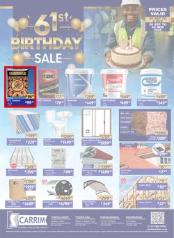 K Carrim Builders Mecca : 61st Birthday Sale (26 September - 06 October 2025), page 1