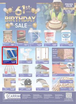 K Carrim Builders Mecca : 61st Birthday Sale (26 September - 06 October 2025), page 1