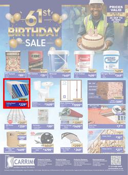 K Carrim Builders Mecca : 61st Birthday Sale (26 September - 24 November 2025), page 1