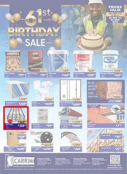 K Carrim Builders Mecca : 61st Birthday Sale (26 September - 06 October 2025), page 1