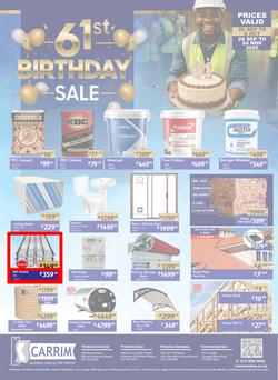 K Carrim Builders Mecca : 61st Birthday Sale (26 September - 24 November 2025), page 1