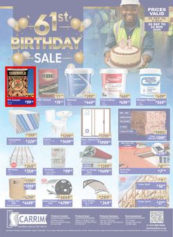 K Carrim Builders Mecca : 61st Birthday Sale (26 September - 24 November 2025), page 1