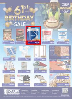 K Carrim Builders Mecca : 61st Birthday Sale (26 September - 24 November 2025), page 1