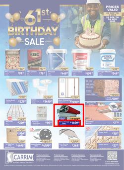 K Carrim Builders Mecca : 61st Birthday Sale (26 September - 24 November 2025), page 1