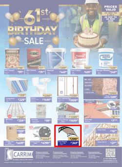 K Carrim Builders Mecca : 61st Birthday Sale (26 September - 06 October 2025), page 1