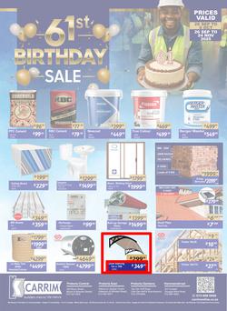 K Carrim Builders Mecca : 61st Birthday Sale (26 September - 24 November 2025), page 1