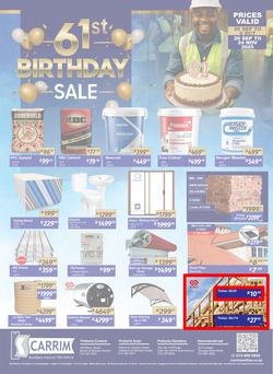 K Carrim Builders Mecca : 61st Birthday Sale (26 September - 24 November 2025), page 1