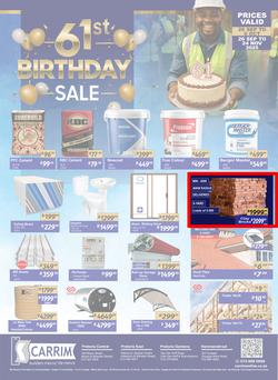 K Carrim Builders Mecca : 61st Birthday Sale (26 September - 06 October 2025), page 1