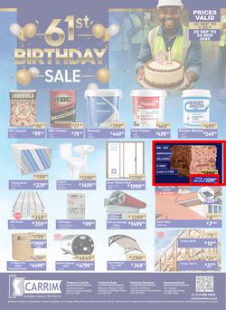 K Carrim Builders Mecca : 61st Birthday Sale (26 September - 24 November 2025), page 1