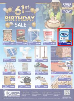 K Carrim Builders Mecca : 61st Birthday Sale (26 September - 06 October 2025), page 1