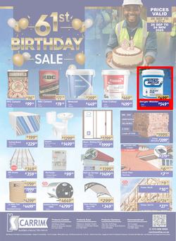 K Carrim Builders Mecca : 61st Birthday Sale (26 September - 24 November 2025), page 1