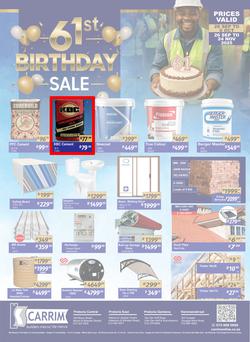 K Carrim Builders Mecca : 61st Birthday Sale (26 September - 06 October 2025), page 1
