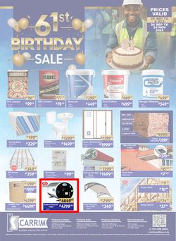 K Carrim Builders Mecca : 61st Birthday Sale (26 September - 06 October 2025), page 1