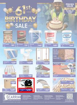 K Carrim Builders Mecca : 61st Birthday Sale (26 September - 24 November 2025), page 1