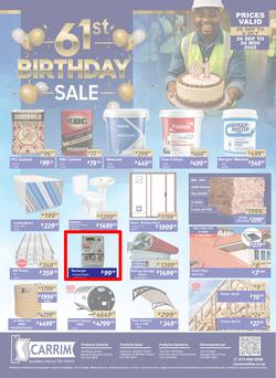 K Carrim Builders Mecca : 61st Birthday Sale (26 September - 24 November 2025), page 1