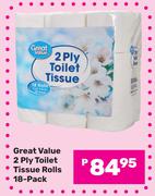 Great Value 2 Ply Toilet Tissue Rolls (18 Pack)