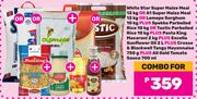 White Star/A1 Maize Meal 12Kg+Spekko/Tastic Rice 10Kg+Pasta King Macaroni 2kg+Excela Oil 2Ltr & More