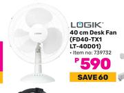 Logik 40cm Desk Fan FD40-TX1 LT-40D01 (739732)