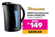 Pineware 2000W Corded Auto Kettle PPAK17B (804670)