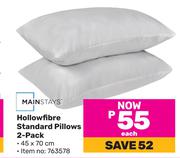 Mainstays Hollowfibre Standard Pillows (2 Pack)-Each