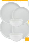 Mainstays 12-Piece Stackable White/Blue Dinner Set 850024005