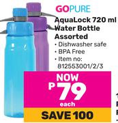 Go Pure Aqua Lock 720ml Water Bottle Assorted 812553001-Each