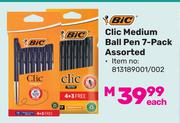 BIC Clic Medium Ball Pen (7-Pack) Assorted 813189001/002