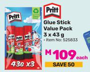 Pritt Stick Value Pack 525833-3 x 43gm Each