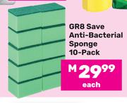 GR8 Save Anti-Bacterial Sponge (10-Pack)-Each