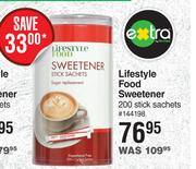 Lifestyle Food Sweetener 200 Stick Sachets