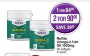 ReVite Omega-3 Fish Oil 1000mg 30 Softgels.-For 2