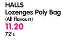 Halls Lozenges Poly Bag(All Flavours)-72's