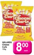 Willards Cheese Curls-150g Each