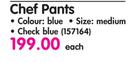 Chef Works Chef Blue Medium Pants Each