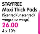 Stayfree Maxi Thick Pads-4x10's